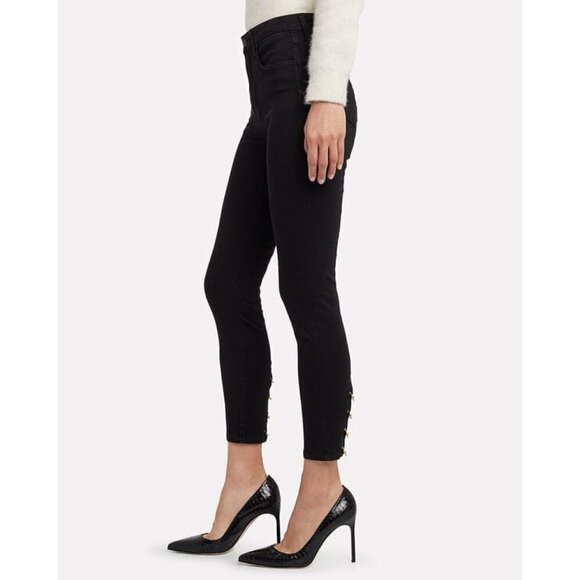 L'AGENCE Size 24  Nicolette High-Rise Safety Pin Jeans Black Skinny - Picture 5 of 12